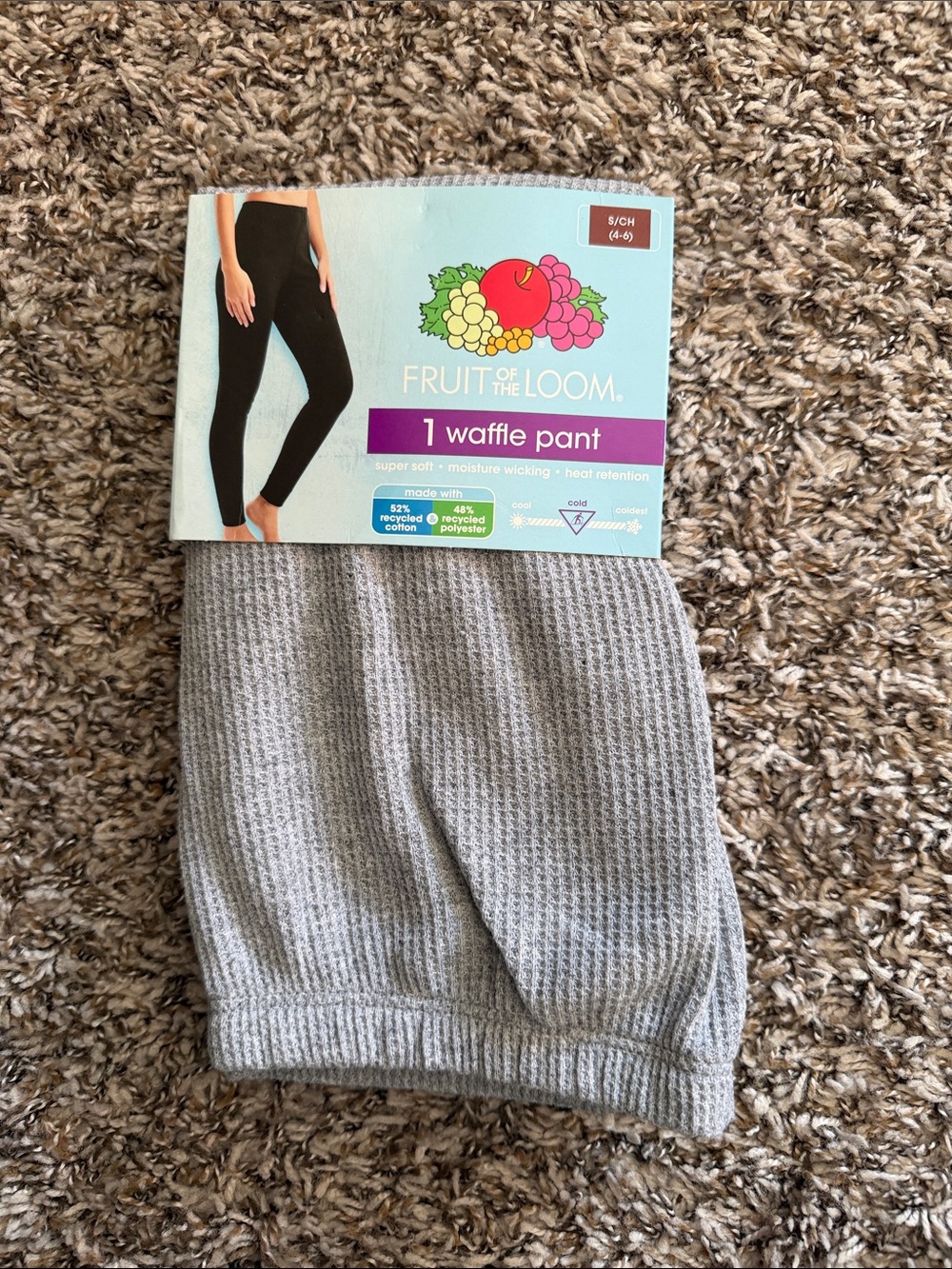 Fruit of the Loom Womens' Gray Waffle Pants Size Small